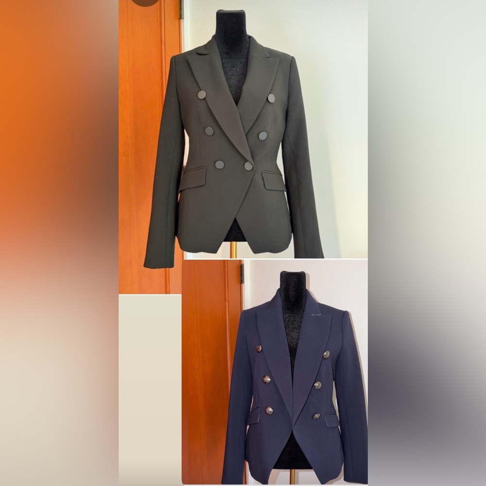 Double-Breasted Women's Blazer Jacket - Black